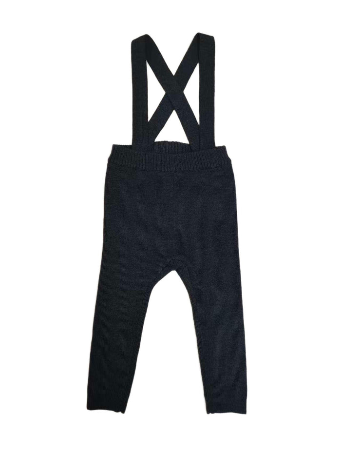 set outfit knit zipper sweater and suspender leggings - blue