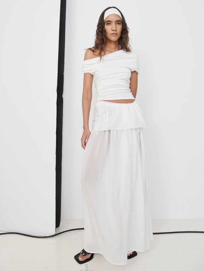 Silk Voile Skirt in White