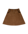 skirt corduroy contrast trim pockets - tan