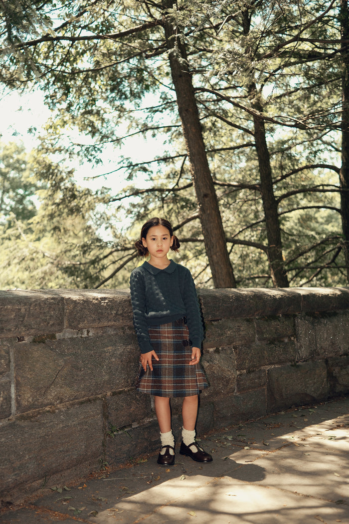 skirt wool multi plaid wrap look - multi