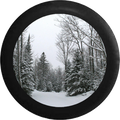 Snow Covered Pine Trees Winter Scene Jeep Camper Spare Tire Cover BLACK-CUSTOM SIZE/COLOR/INK- R106 - TireCoverPro