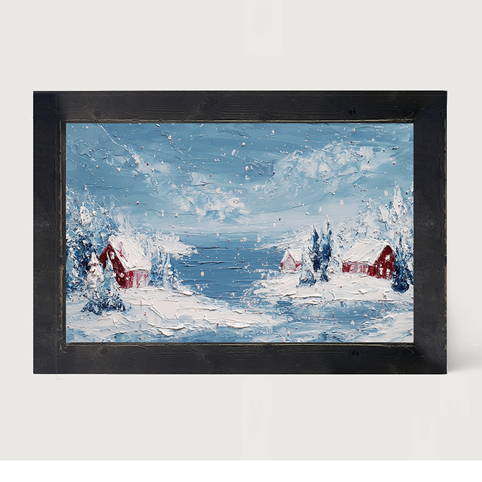 Snowy Cabins - Framed Art