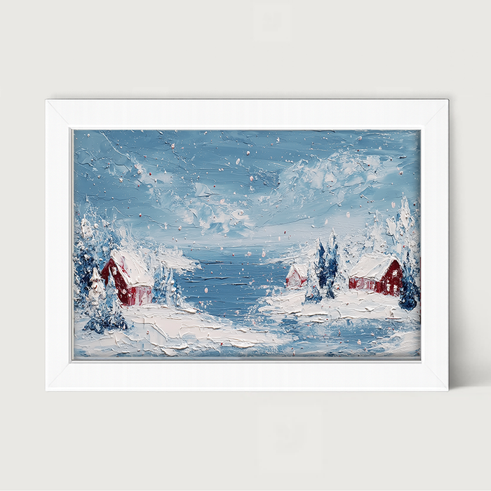Snowy Cabins - Framed Art
