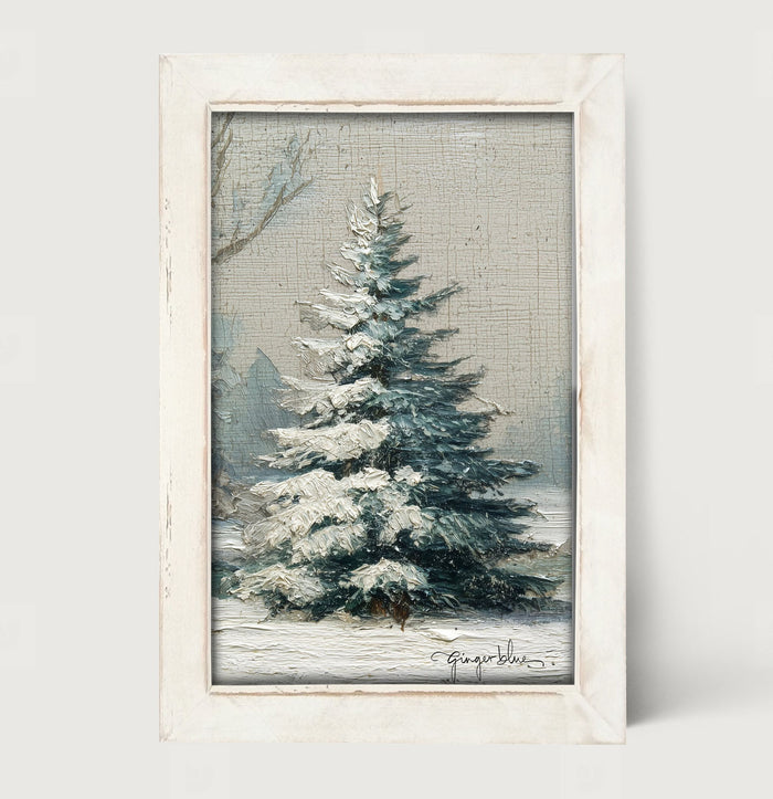 Snowy Pine near Pond