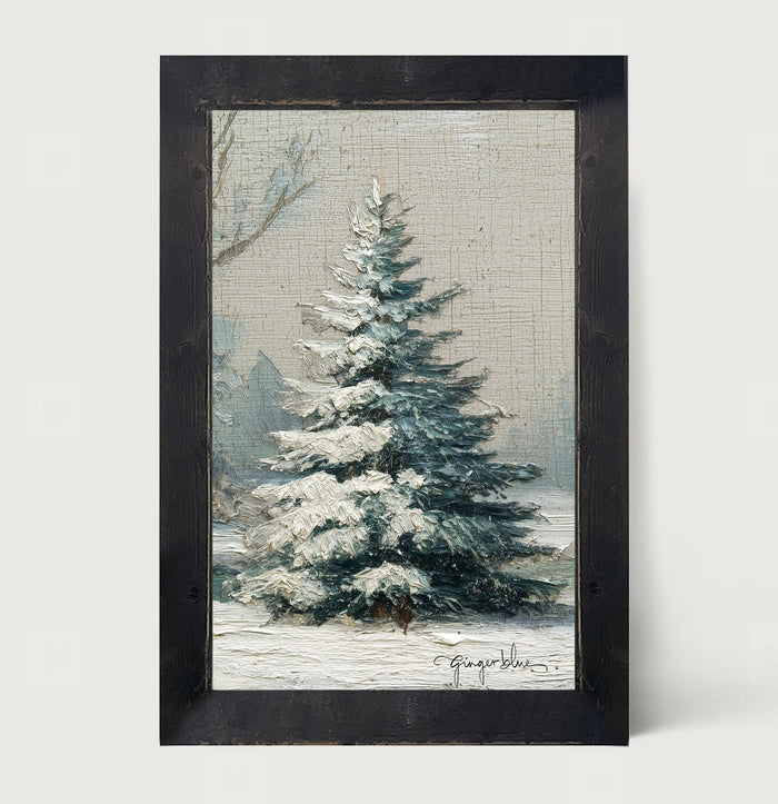 Snowy Pine near Pond