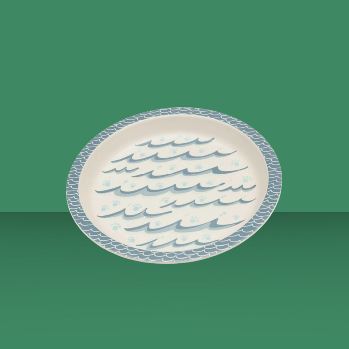 Speckle and Spot Bamboo Pet Bowl Waves