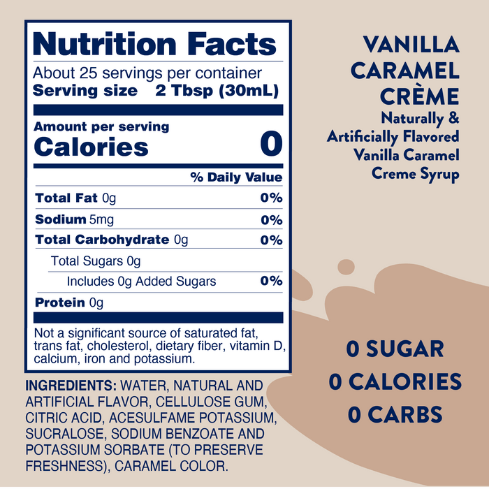 Sugar Free Vanilla Caramel Creme Syrup