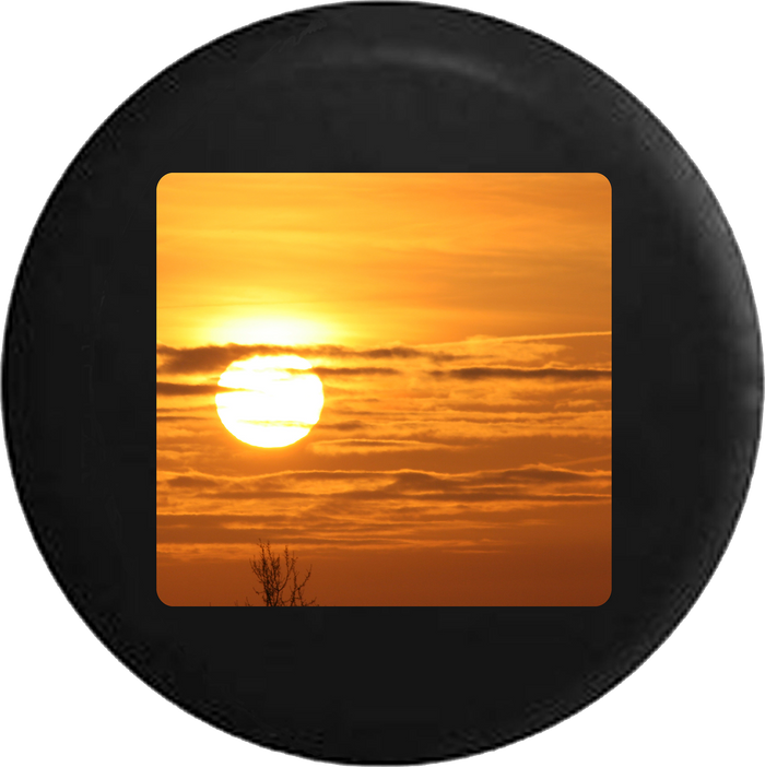 Sunrise Sunset Golden Sky and Clouds Jeep Camper Spare Tire Cover BLACK-CUSTOM SIZE/COLOR/INK- R155 - TireCoverPro