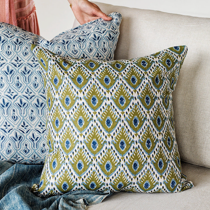 Tashkent Moss Azure Throw Pillow