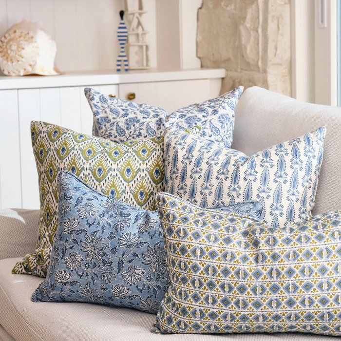 Tashkent Moss Azure Throw Pillow