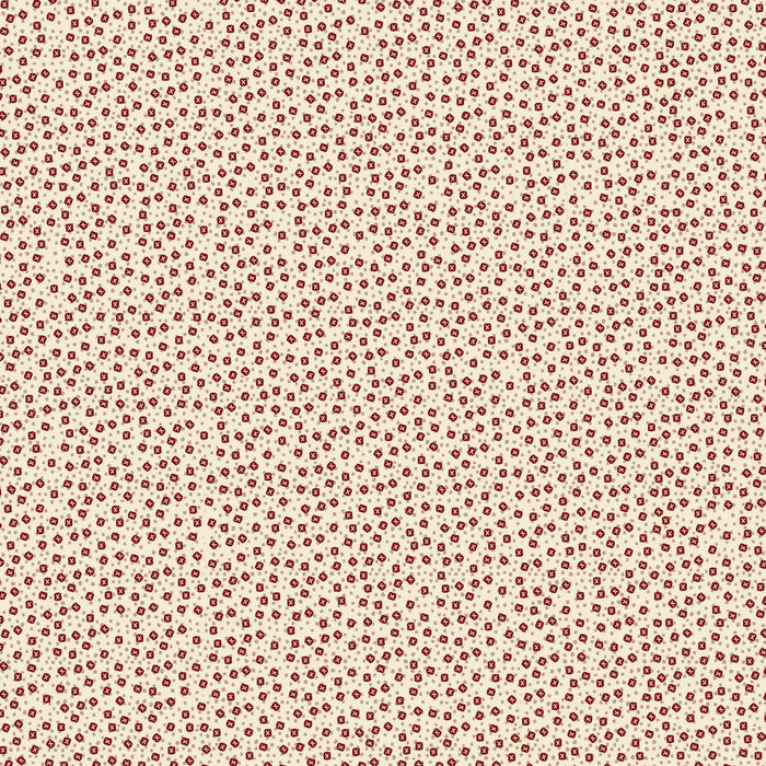 The Colour of Love 80790-9 - Wonky X's - cream cotton with tiny tan pindots and red blocks with cream x's