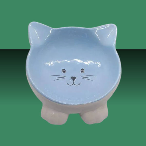 ThoozyPet Ceramic Cat Bowl Blue