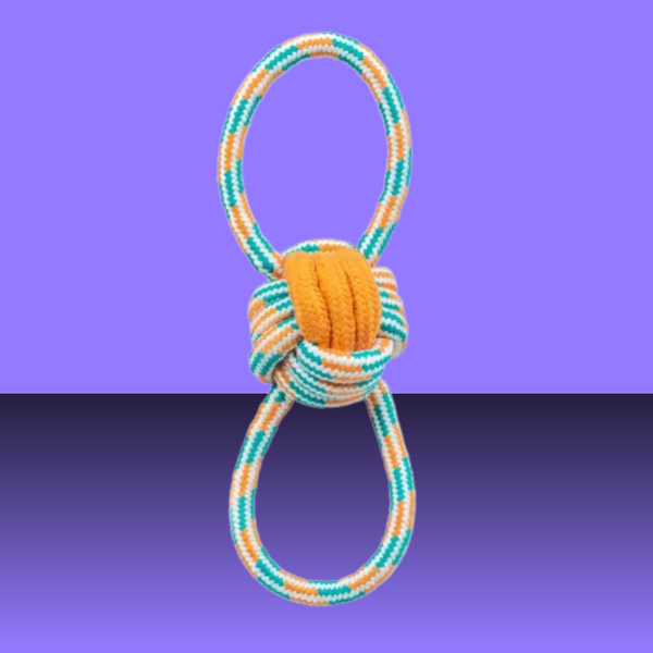 ThoozyPet Figure 8 Ball and Rope Orange/Teal 11.5"