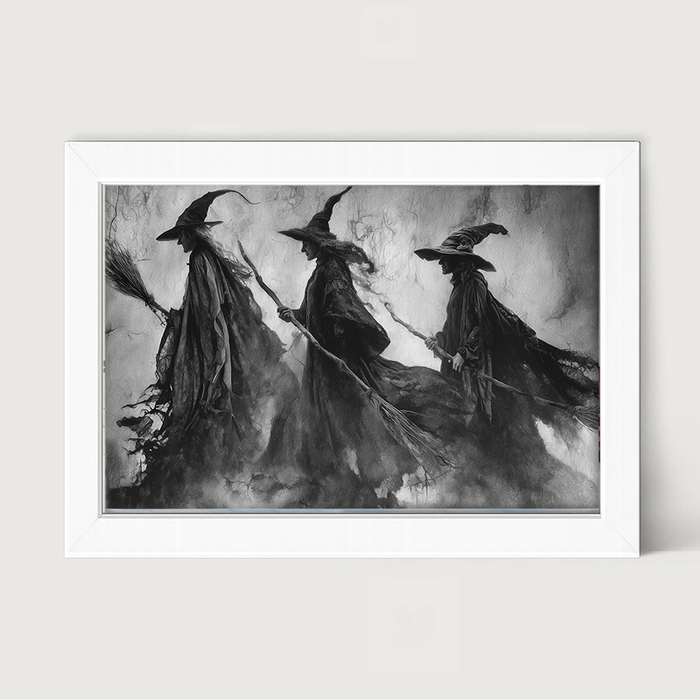 Three Shadow Witches Traveling Together - Framed Art