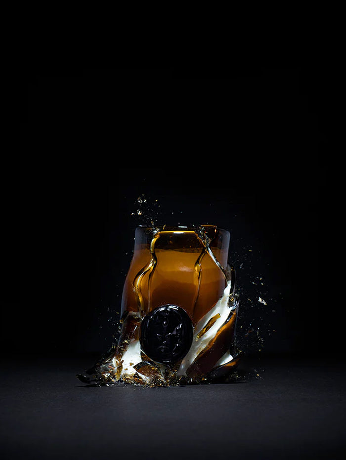 Tobacco Night Handblown Glass Candle in Dark Brown