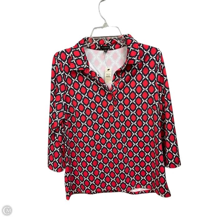 Top 3/4 Sleeve By Talbots In Blue & Red, Size: L