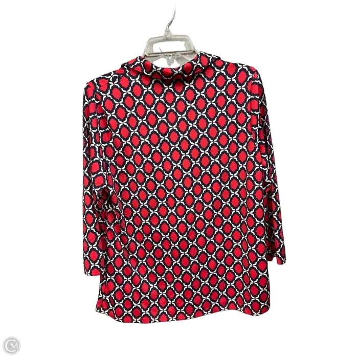 Top 3/4 Sleeve By Talbots In Blue & Red, Size: L