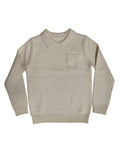 top l/s knit collared sweater - oatmilk