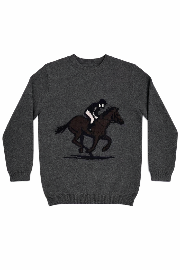 top l/s knit horseman sweatshirt - grey