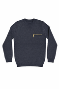 top l/s knit zipper sweater - blue