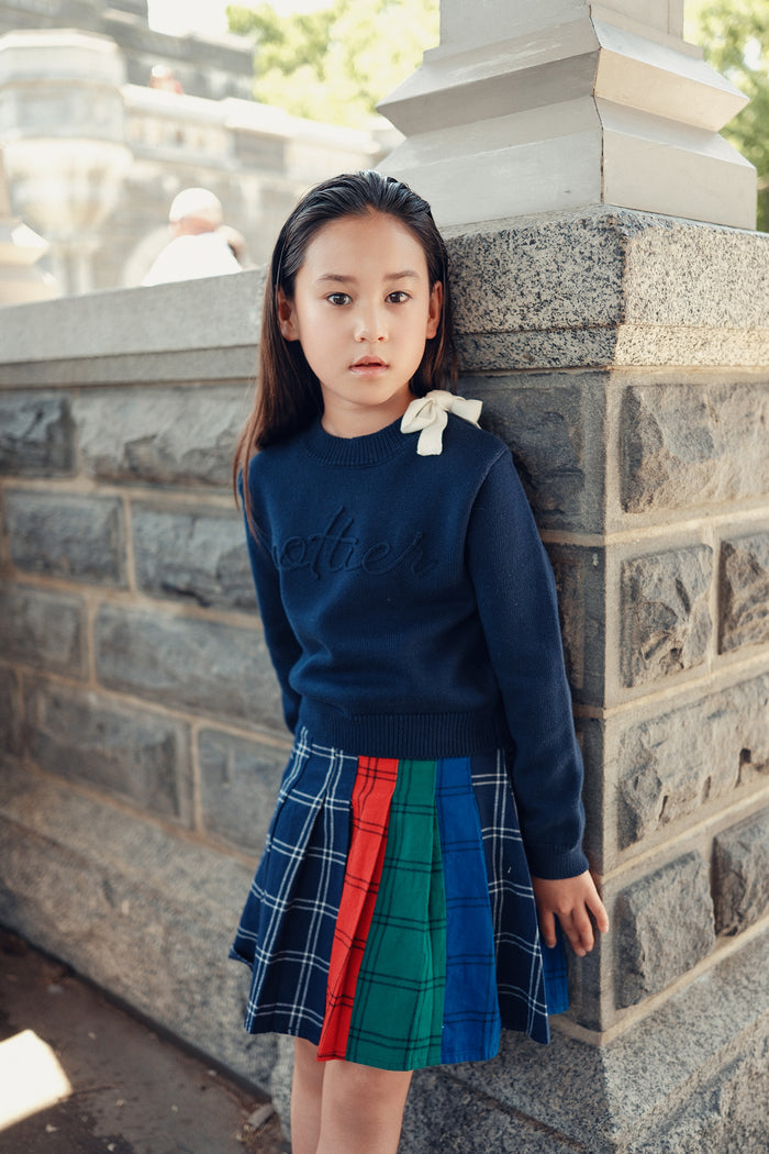 top l/s logo bow sweater - navy