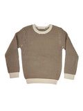 top l/s striped knit sweater - chestnut