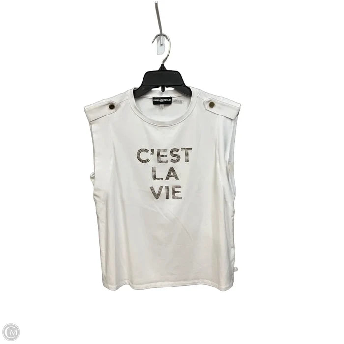 Top Sleeveless Designer By Karl Lagerfeld In White, Size: M
