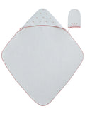 towel velour bunny print with hood - red