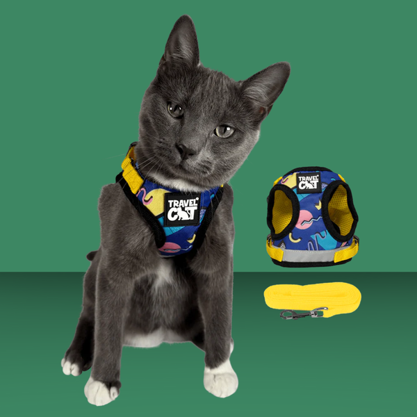 Travel Cat Harness and Leash Set 90s Cat S