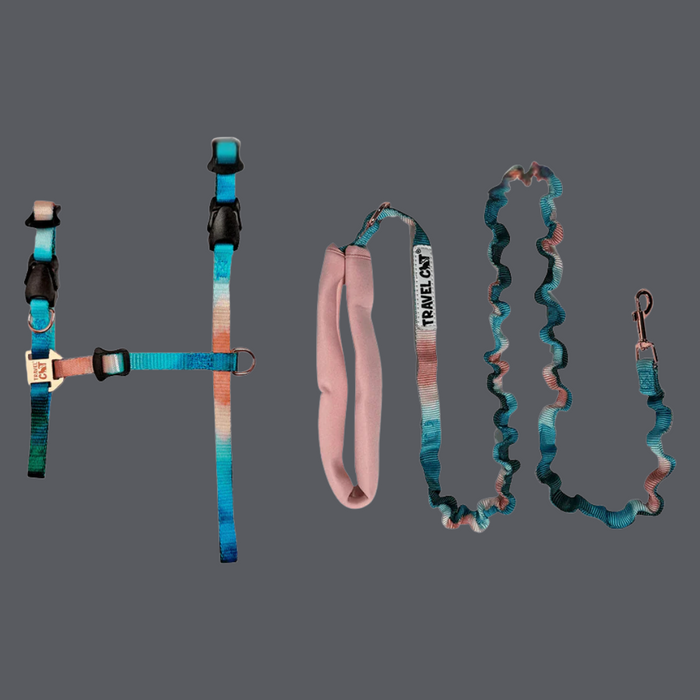Travel Cat Harness and Leash Set Day Tripper Adjustable Watercolors
