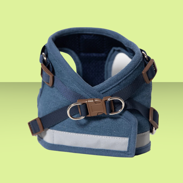 Travel Cat Harness and Leash Set Jean Jacket S