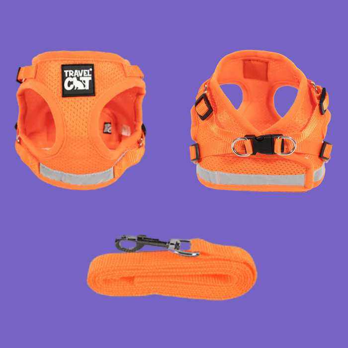 Travel Cat Harness and Leash Set Orange M