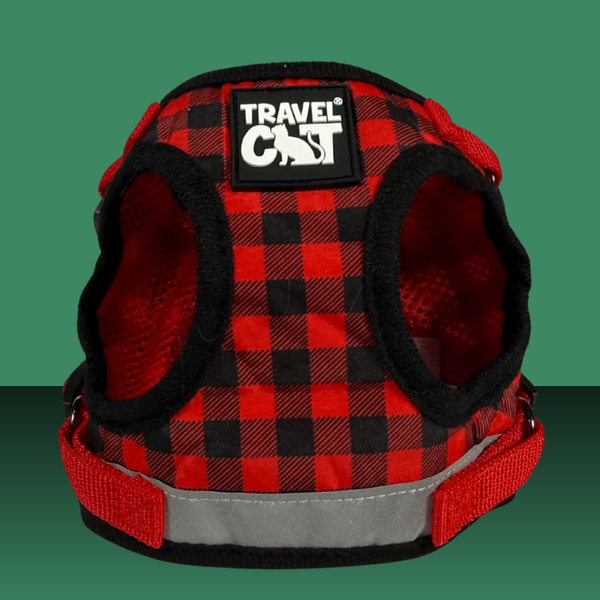 Travel Cat Harness and Leash Set Pawsitively Plaid M