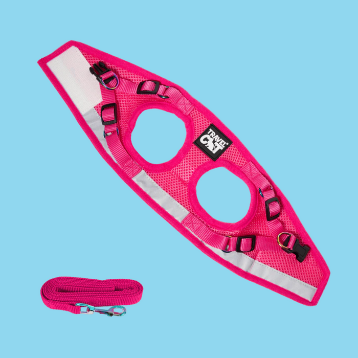 Travel Cat Harness and Leash Set Purrfectly Pink Iridescent M