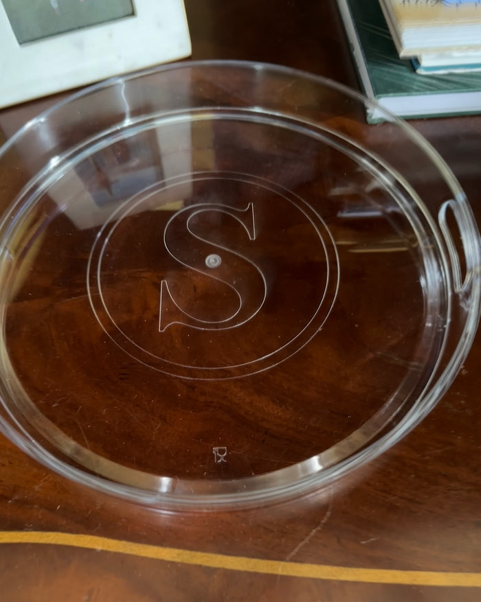 Round Acrylic Serving Tray With Handles