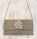 Trist 2 Letter Monogram Beaded Handbag with Chain