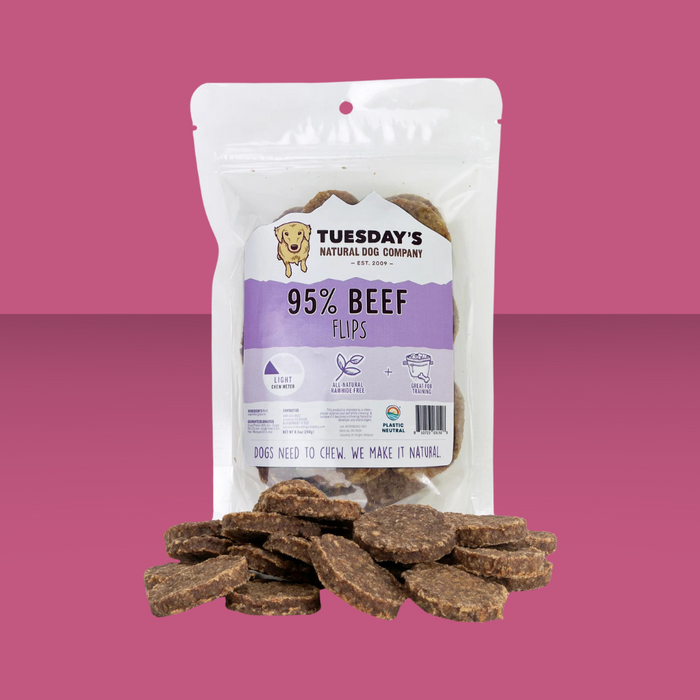 Tuesday's Natural Dog Company 95% Beef Flips 8.5oz