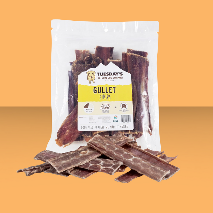 Tuesday's Natural Dog Company Beef Gullet Strips 6"  6oz