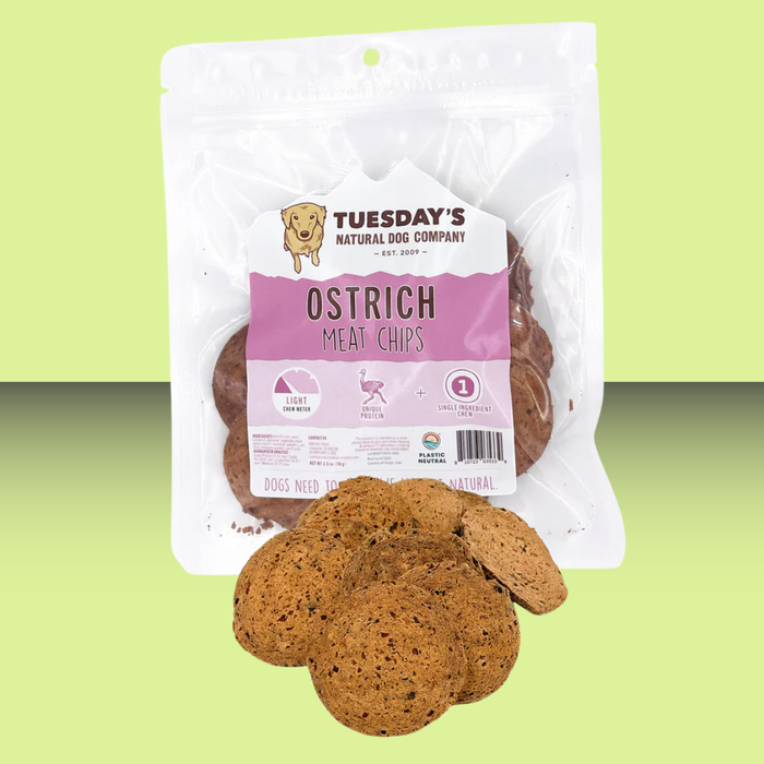 Tuesday's Natural Dog Company Ostrich Meat Chips 2.5oz