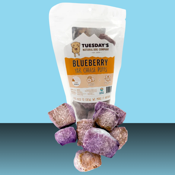 Tuesday's Natural Dog Company Yak Cheese Puffs Blueberry 4oz