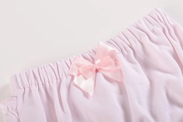 White and Pink Baby Bloomers Knit 2pc Set