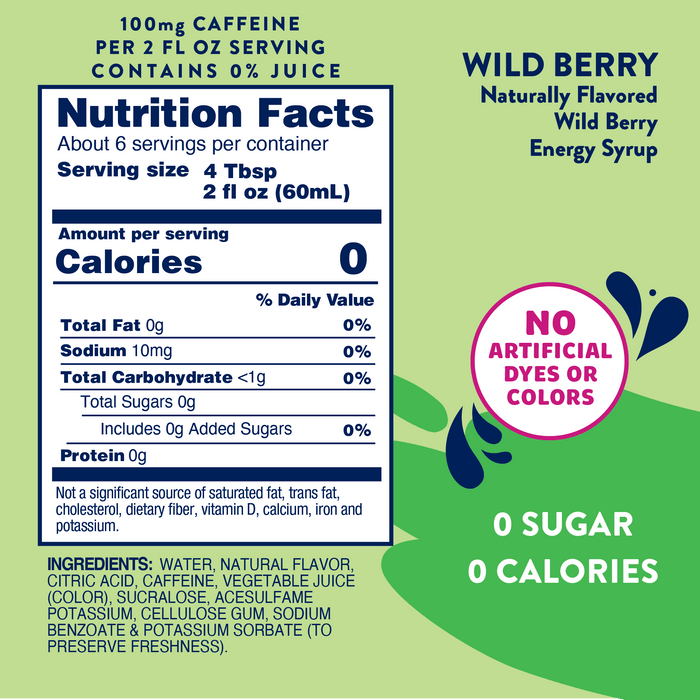 Wild Berry Energy Syrup - Sugar Free
