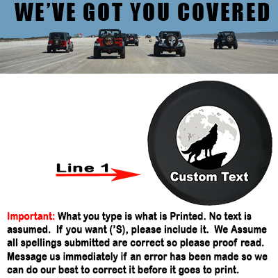 Wild Wolf Howling at Moon- Personalized Spare Tire Cover