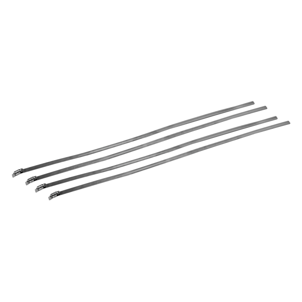 Four metal straps on a white background