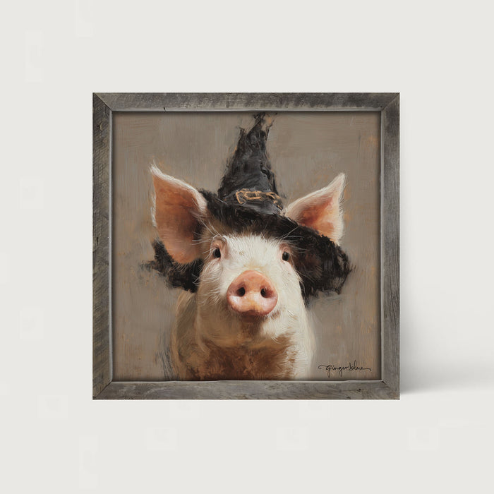 Witch Hat Pig - Framed Art