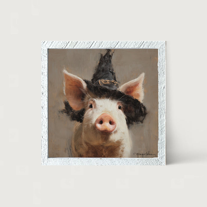 Witch Hat Pig - Framed Art