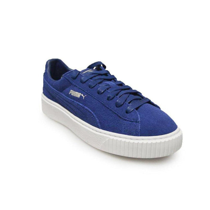 Womens Puma Suede Platform - 36222302 - Blue White Trainers-Air Force 1, Court, Puma, Puma Brands, Running Footwear-Foot World UK