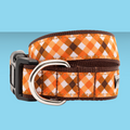 Worthy Dog Orange & Brown Fall Check Collar XL